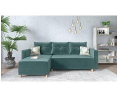 JUSTyou Lamone Canapé d'angle Turquoise Velours