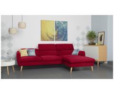 JUSTyou Nuno Canapé d'angle Rouge Velours