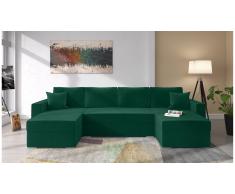 JUSTyou Savio Canape panoramique Vert Velours