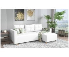 JUSTyou Livenza Canapé d'angle Blanc Cuir synthetique