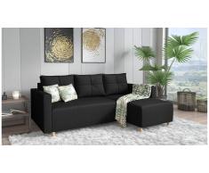 JUSTyou Livenza Canapé d'angle Noir Tissu structure