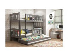 JUSTyou Frank+lit supplémentaire Lit Anthracite Blanc