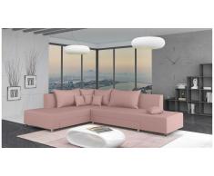 JUSTyou Livia Canapé d'angle Rose Tissu structuré