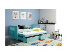 JUSTyou Briko Lit fonctionnel Bleu 90x188 cm