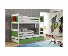 JUSTyou Leon Lit superposé Vert 80x160 cm