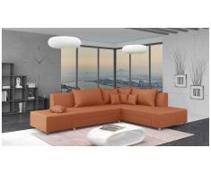 JUSTyou Livia Canapé d'angle Orange Velours