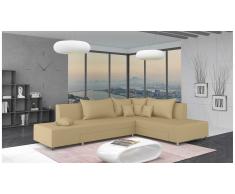 JUSTyou Livia Canapé d'angle Latte Tissu structuré