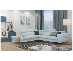 JUSTyou Diogo Canapé d'angle Bleu Velours