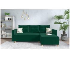 JUSTyou Lamone Canapé d'angle Vert Velours