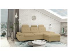 JUSTyou Carlota Canapé d'angle Latte Tissu structuré