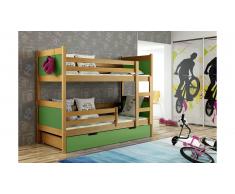 JUSTyou Leon Lit superposé Aulne Vert 80x185 cm