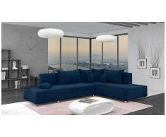 JUSTyou Livia Canapé d'angle Bleu Velours