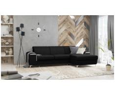 JUSTyou Lino Canapé d'angle Noir Cuir synthétique