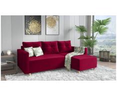 JUSTyou Livenza Canapé d'angle Rouge Velours