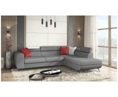 JUSTyou Corina Canapé d'angle Gris Tissu structuré