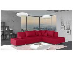 JUSTyou Livia Canapé d'angle Rouge Velours