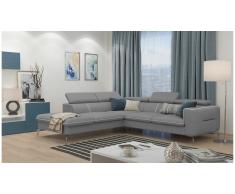 JUSTyou Diogo Canapé d'angle Gris Tissu structuré