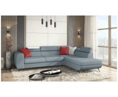 JUSTyou Corina Canapé d'angle Bleu Tissu structuré