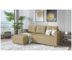 JUSTyou Livenza Canapé d'angle Latte Tissu structure