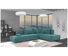 JUSTyou Livia Canapé d'angle Turquoise Velours