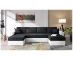 JUSTyou Savio Canape panoramique Noir Cuir synthetique