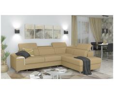 JUSTyou Caio Canapé d'angle Latte Tissu structuré
