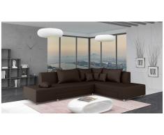 JUSTyou Livia Canapé d'angle Marron Tissu structuré
