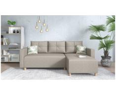 JUSTyou Lamone Canapé d'angle Beige Tissu structure
