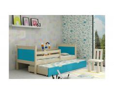 JUSTyou Leon Lit fonctionnel Pin Bleu 80x185 cm