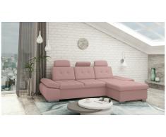 JUSTyou Carlota Canapé d'angle Rose Tissu structuré
