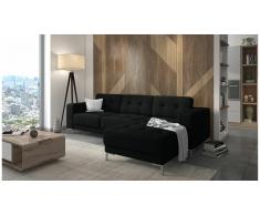 JUSTyou Tiril Canapé d'angle Noir Velours