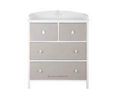 Maisons du Monde Commode à langer blanche et taupe Ourson