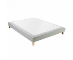 Sommier tapissier tissu gris 140x190cm Hubert