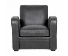Fauteuil de salon en croûte cuir noir