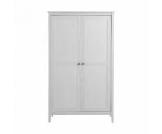 Armoire blanche en pin massif 2 portes battantes