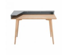 Bureau enfant grand plateau et étagère - Bois clair et gris
