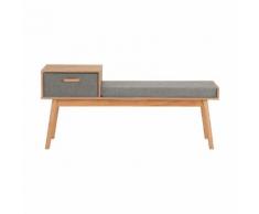 Banc d'entrée en frêne massif avec coussin d'assise gris