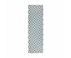 Tapis de couloir en vinyle bleu et blanc 60x200cm