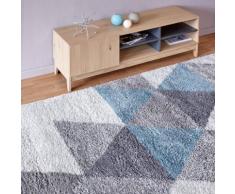 Tapis à poils longs motifs géométriques bleu 200x290cm