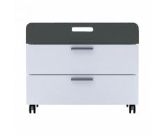 Commode 3 tiroirs à roulettes blanc en bois