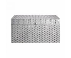 Malle de rangement en métal argentée 61X36X30cm