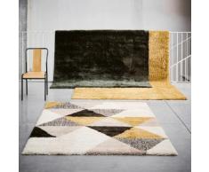 Tapis à poils longs motifs géométriques jaune 160x230cm