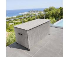 Coffre de rangement Bayana Grège Jardin 166 x 76 x 79 cm - Acier traité époxy, Résine tressée