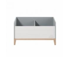 Coffre à jouets enfant blanc et gris Gaspard