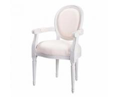 Fauteuil cabriolet en coton ivoire Louis