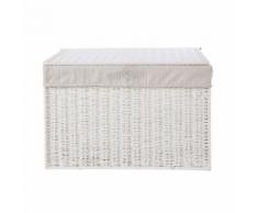 Malle de rangement en osier blanc