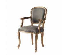 Fauteuil cabriolet en lin taupe Versailles