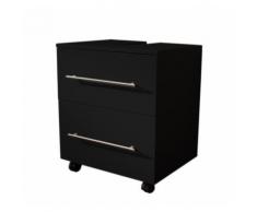 Meuble sous vasque 55 cm avec roulette noir aspect satiné