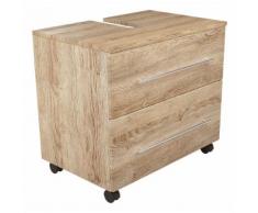 Meuble sous vasque 70 cm avec roulette décor chêne