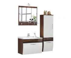 Ensemble de meuble de salle de bain Paloma Noyer-Blanc 4-pièces